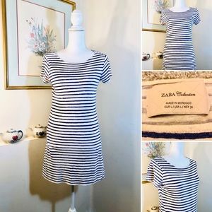 Zara Collection Short Sleeve Striped Dress Size L